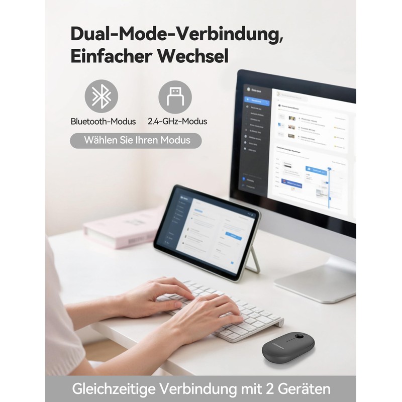 TECKNET Wireless Bluetooth Mouse Grey