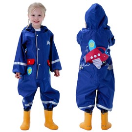 Toddler Rain Suit Boys Girls One Piece Raincoat Cartoon Waterproof Coverall Kids Rainwear S Size 1-3 Years