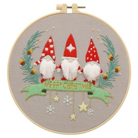 DIY Hand Embroidery Kit, Christmas 3D Novice Embroidery Kit for Beginners, DIY Material Package (Santa Claus 02)