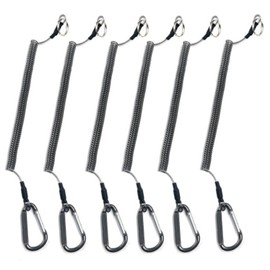 Health Ceremony Safety Wire Cord Set of 6, Aluminum Carabiner, Shoot Rope, Safety Cord, Wire Key Chain, Drop Prevention, Strap, 6 Pieces, Stainless Steel Wire, Maximum Extension 3.9 ft (1.5 m), Spiral