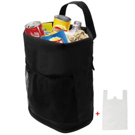 Qichebox Car Trash Can Reusable Waterproof Vehicle Garbage Bin Car Trash Bag with Storage Pocket &Adjustable Cord&Leakproof lining Hanging Car Trash Bin for Boat Garbage Bag