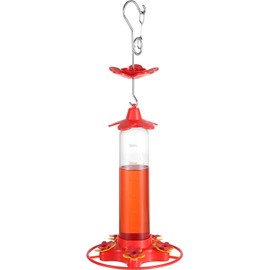Hpewi Hummingbird Feeders for Outdoors, Plastic Hummingbird Feeders for Outdoors with Ant & Bee Proof and 5 Cross Feeding Ports, 12 Oz Wide Mouth for Easy Filling and Easy Clean