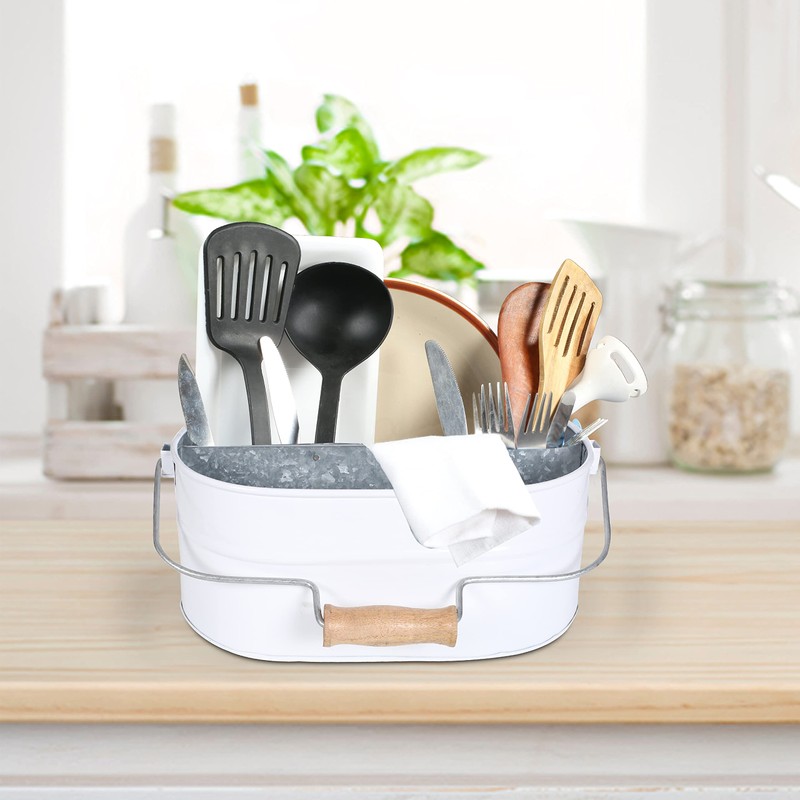 Light & Pro Farmhouse Rustic Silverware Utensil Carry All Caddy-