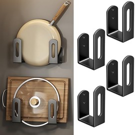4 Stück Topfdeckelhalter, Deckelhalter Schneidebrett Halter,Topfdeckel Organizer für Schrank,Deckel Organizer Küche Kein Bohren Erforderlich,Inklusive 2 Tuben Klebstoff