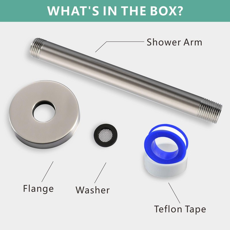 Voolan Shower Arm with Flange, Ceiling Mounted Fixed Shower Pipe,
