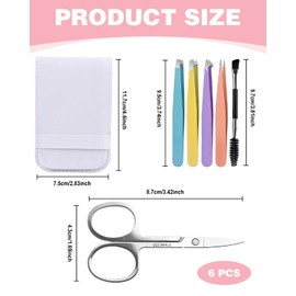 KEMUZ 6 pieces portable tweezers, professional stainless steel tweezers, eyebrow plucking, stainless steel tip tweezers, eyebrow plucking, for removing blackheads, ingrown hair, eyelashes