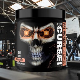 JNX SPORTS The Curse! Suplemento Previo Al Entrenamiento - Energía Y Enfoque, Flujo Sanguíneo Mejorado - Potenciador De Óxido Nítrico Vegano Con Creatina Y Cafeína Peach Rings 50 Servicio
