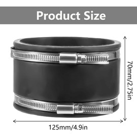125 mm Flexible Rubber Sleeve, Flexible Rubber Sleeve Rubber Coupling with Stainless Steel Clamps, Diameter 125 mm Pipe Connector for Pipe Fan, Ventilation System, Ventilation, Round Pipe, Ventilation