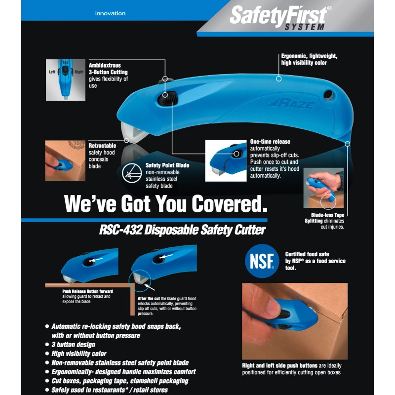 PACIFIC HANDY CUTTER Restaurant Safety Knife RSC-432 Easy Cut Boxes