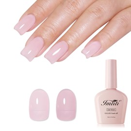 Imtiti Light Pink Jelly Gel Nail Polish, Milky Pink Sheer Translucent UV Gel Polish for Nail Art Soak off UV Led 10ML