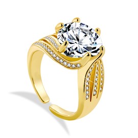 Engagement Wedding Gold Rings for women 14K Goldplated Shiny Bling Zirconia Twist Rings, Adjustable Gold Open Ring with Zirconia Cubic CZ Diamond Engagement Rings Women Lady Anniversary Jewelry Gifts