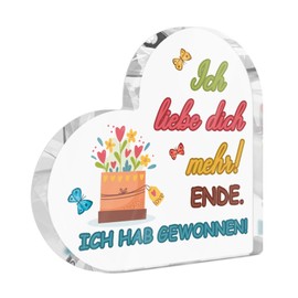 Putuo Decor Funny I Love You Acrylic Heart Decoration - Humorous Table Decoration with Saying Gift for Partner