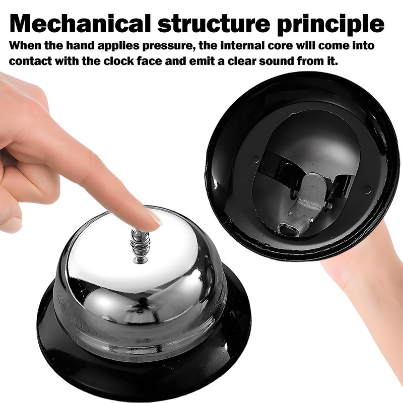 2 x Reception Bell, Stainless Steel Table Bell, Reception Bell,