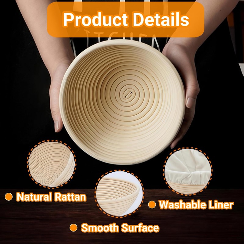 Spalivivre 6Pcs 6 Inch Banneton Bread Proofing Basket Sets, Banneton