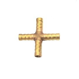 MACHSWON Brass Hose Connector 6mm 4 Way Cross Shape Metal Pipe Hose Air Fuel Hose Joiner Water Pipe Gas Tubing Hose Fitting For Pipe Maintenance