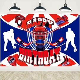 Hockey Birthday Party Decorations Hockey Happy Birthday Backdrop Curling Sports Birthday Backdrop Photo Background for Teenager Boys Kids Happy Birthday Party Supplies