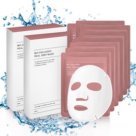 Mascarilla Facial de Colágeno Bio con Ácido Hialurónico Mascarilla Overnight Hidratación Profunda Antiarrugas que Reduce Poros y Mejora la...         
