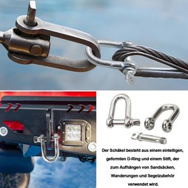 GVPOELR Shackle D Shape, Pack of 12 M4 Stainless Steel Shackles, 304 Stainless Steel D Ring Shackle, D Ring Shackle, Straight, D Shackle, Stainless Steel for Rigging Steel Rope Cords Chains Shackles