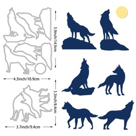 BENECREAT 2pcs Wolf Carbon Steel Cutting Dies Stencils, Animal Moon Metal Stencils Scrapbooking Tools for DIY Scrapbooking Photo Album Decorative Embossing Paper Card