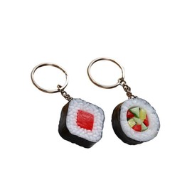 tenghong2021 Imitation Food Keychain Fried Chicken Leg Nuggets Wing Creative Keyring Fun Cute Handbag Purse Car Accessories (Set 01 (Sushi))