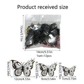 12 Pcs 3D Butterflies Decorations,Butterfly Window Stickers,Butterfly Decorations for Wedding,Wall, Party (G)