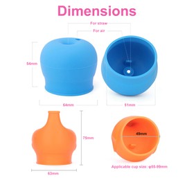 5 Pack Silicone Sippy Cup Lids, Stretches to Cover Kids Cups or Toddler Cups into Soft Spout Sippy Cups, Spill Proof Silicone Lids for Cups