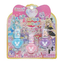 Detective Pretty Cure Set of 3 Removable Nails with Water, Blue, Pink, Purple (Color A)