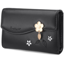HNOOM Women's Purse Made of Smooth and Soft PU Leather Purse Women's Small and Short Format Purse with Zip and Press Stud and Many Compartments, M-black, Beautiful