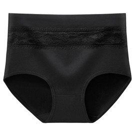 HAVVIS Women's Briefs Underwear Cotton High Waist Tummy Control Panties Rose Jacquard Ladies Panty Multipack (Brief 06-5 Pack - Black, Medium)