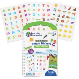 Learning Resources Skill Builders! Smart Stickers Letters & Phonics, 4 Pieces, Ages 3+, ABC Learning, Montessori Busy Book, Easter Basket Toys, Ages 3+, 4 Pieces