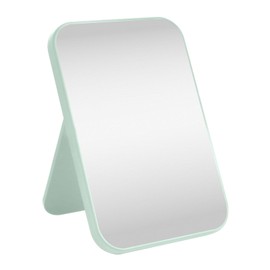 HGUEB 8 Inch Desktop Makeup Mirror, Foldable Portable Princess Mirror with Stand,Table Desk Standing Cosmetic Mirror Wall Hanging Dual-Purpose Square Mirror Blue
