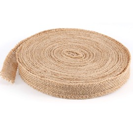 ZOENHOU 1 Inch 27.3 Yard Natural Fabric Burlap Ribbon, Natural Jute Crafts Ribbon, Beautiful Fabric Ribbon for Christmas, Arts, Crafts, Gift Wrapping, Wedding Events, Party and Home Decor