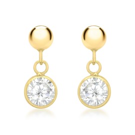 Carissima Gold Women's Ball Earrings 9ct (375) Yellow Gold, 9ct Gold, Cubic Zirconia