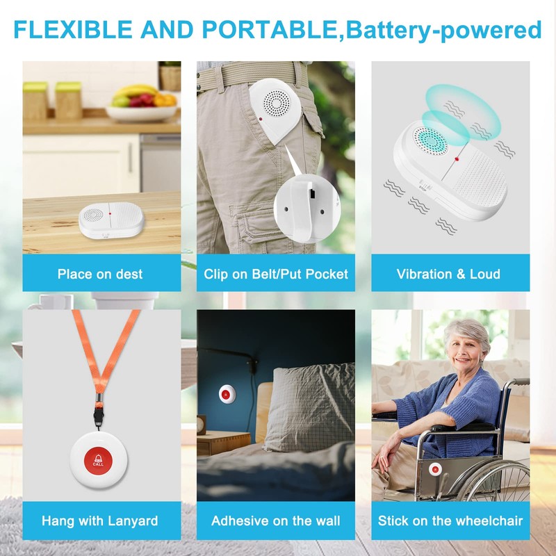 CallToU Wireless Caregiver Pager Call Button for Hard of Hearing
