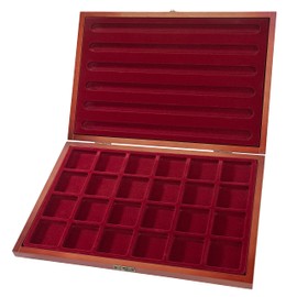 MC.Sammler Wooden Coin Box for 24 Coins - 46 mm x 46 mm | 23 Variants to Choose From | Coin Tray Coin Case |