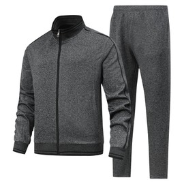 JIASCVGA Men's 2 Pieces Athletic Tracksuit Full-Zip Workout Sweatsuit with Active Jackets and Pants
