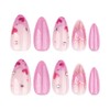 24 Pcs Press on Nails Short Almond Nail Tips,YEFIUO Glitter