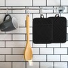Sibba Black Pot Holders with Pocket, 2 Pcs Cotton Heat