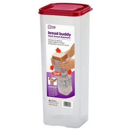 Buddeez Bread Buddy Bread Box – Keeps Bread Loaves Fresh - Red Lid, Pack of 1