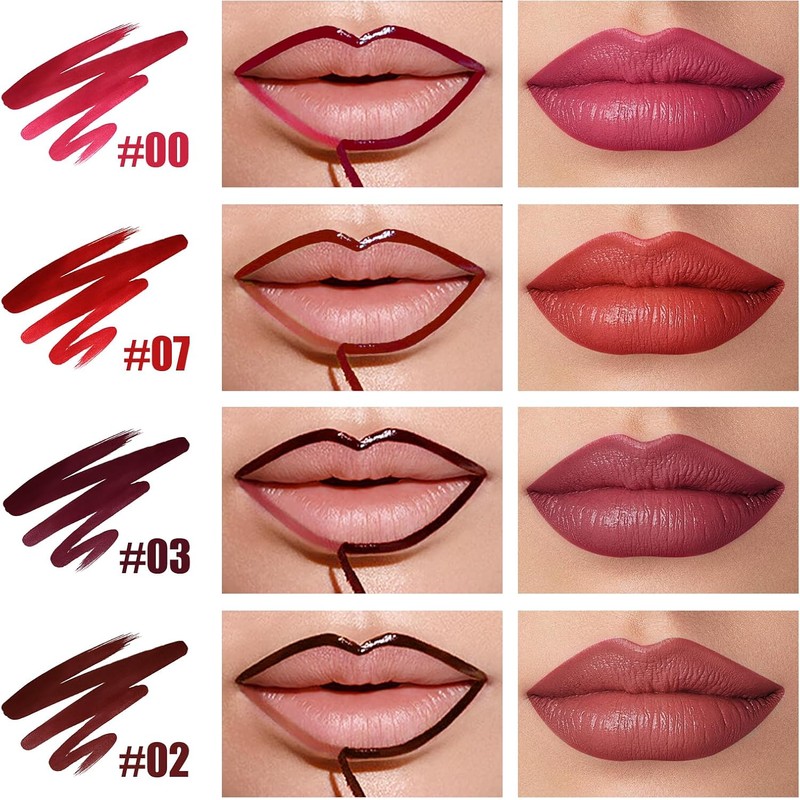 Set De 4 Delineadores De Labios Despegables, Brillo Labial Rosa