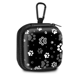 Square Data Cable Earbud Charger Coin Storage Bag Shockproof and Drop-Proof EVA Material Compatible with AirPod(Dog Paw Print and Star)