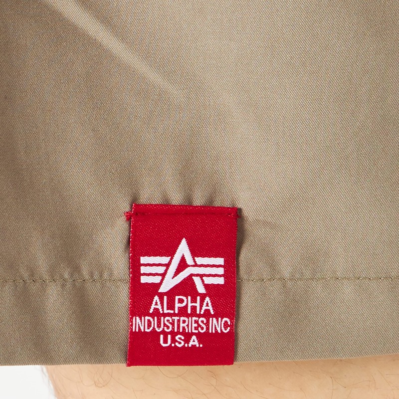 ALPHA INDUSTRIES Men's Hydrochromic AOP Swimshort Swim Trunks, Olive, M