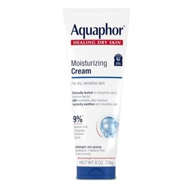 Aquaphor Crema hidratante facial y corporal, hidratante facial y corporal de 48 horas para piel seca, tubo de 8 onzas | Face and Body Moisturizer for 