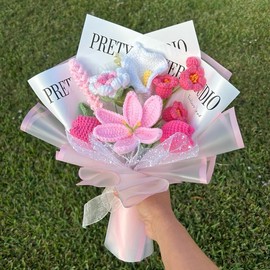 Handmade Crochet Flowers Bouquet - Color: Blue