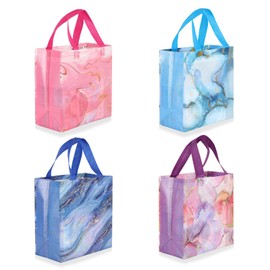 piqiya 12pcs Marble Non-woven Gift Bags with Handle，Medium Gift Bag Reusable Shopping Tote Gift Bag，Marble Pattern Tote Bag Suitable for Kids Adults Birthday，Mothers Day，Fathers Day and Baby Shower