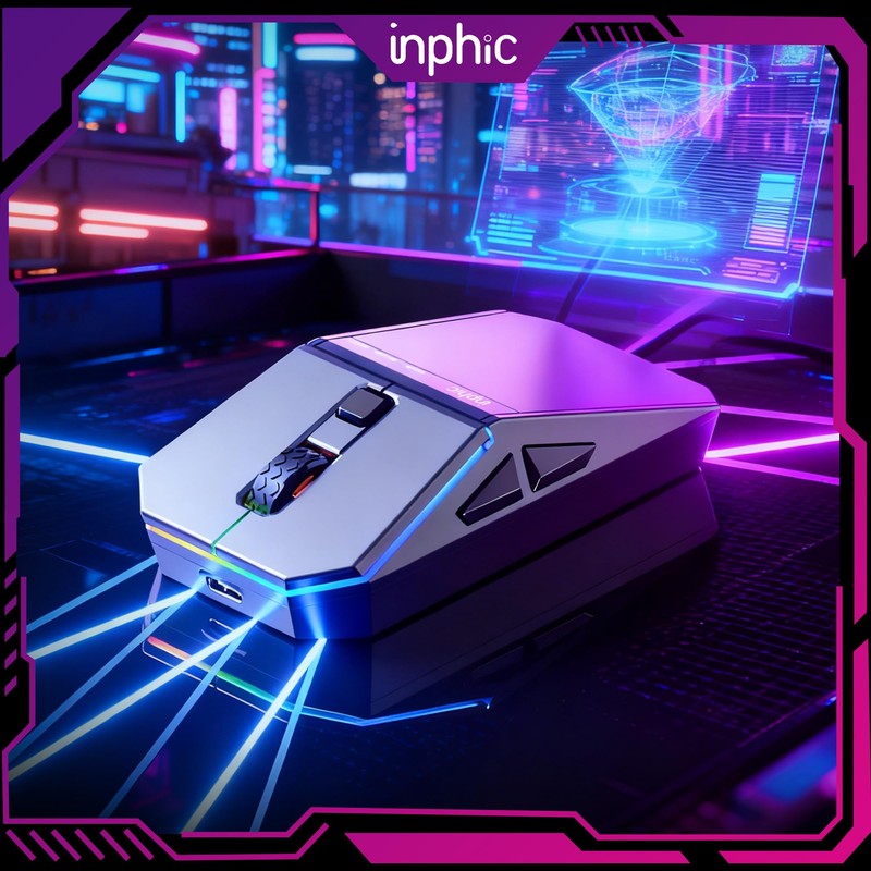 INPHIC Cyber Wireless Gaming Mouse, Tri-Mode 12000 DPI, 65g Lightweight