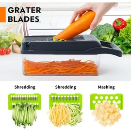 Vegetable Chopper and Slicer, 16-in-1 HEAVY DUTY Kitchen Mandoline, Multi-Function Food Dicer with Container