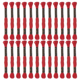 HARFINGTON 24 Skeins Embroidery Floss 8m Each Egyptian Long Fiber Cotton Cross Stitch Thread 26S/2x6 for Embroidery Projects Bracelet, Red