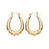 9ct Yellow Gold on Silver Oval Patterned Creole Hoop Earrings