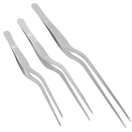 Mobestech 3Pcs Stainless Steel Fish Bone Tweezers Kitchen Tool Curved Tip Tongs for Cooking and Serving Sturdy Kitchen Accessories for Fish Preparation